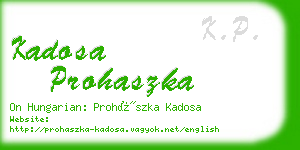 kadosa prohaszka business card